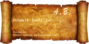 Adamik Beáta névjegykártya